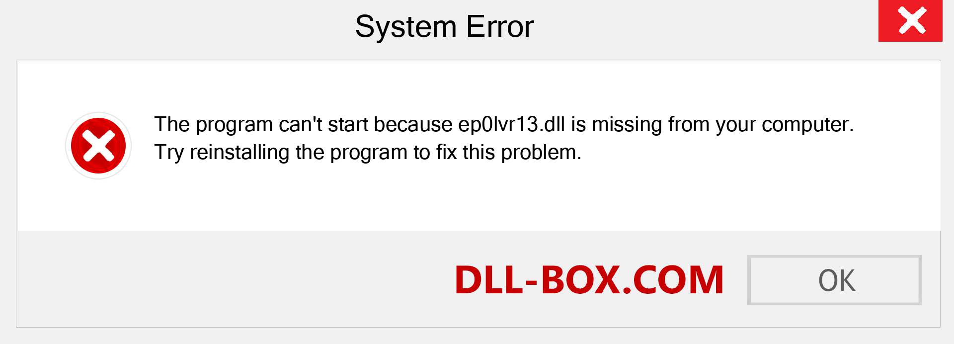  ep0lvr13.dll file is missing?. Download for Windows 7, 8, 10 - Fix  ep0lvr13 dll Missing Error on Windows, photos, images